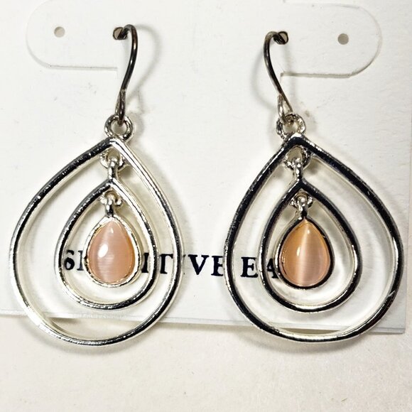 Croft & Barrow Silver tone Double Hoop Blush Pink 1.5"  Earrings - 2/$30 Jewelry - Picture 4 of 7